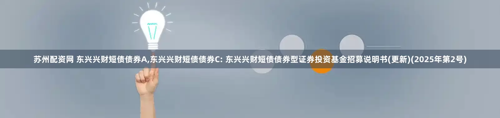 苏州配资网 东兴兴财短债债券A,东兴兴财短债债券C: 东兴兴财短债债券型证券投资基金招募说明书(更新)(2025年第2号)